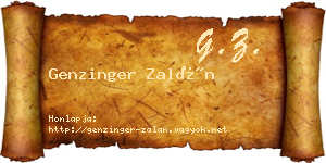 Genzinger Zalán névjegykártya